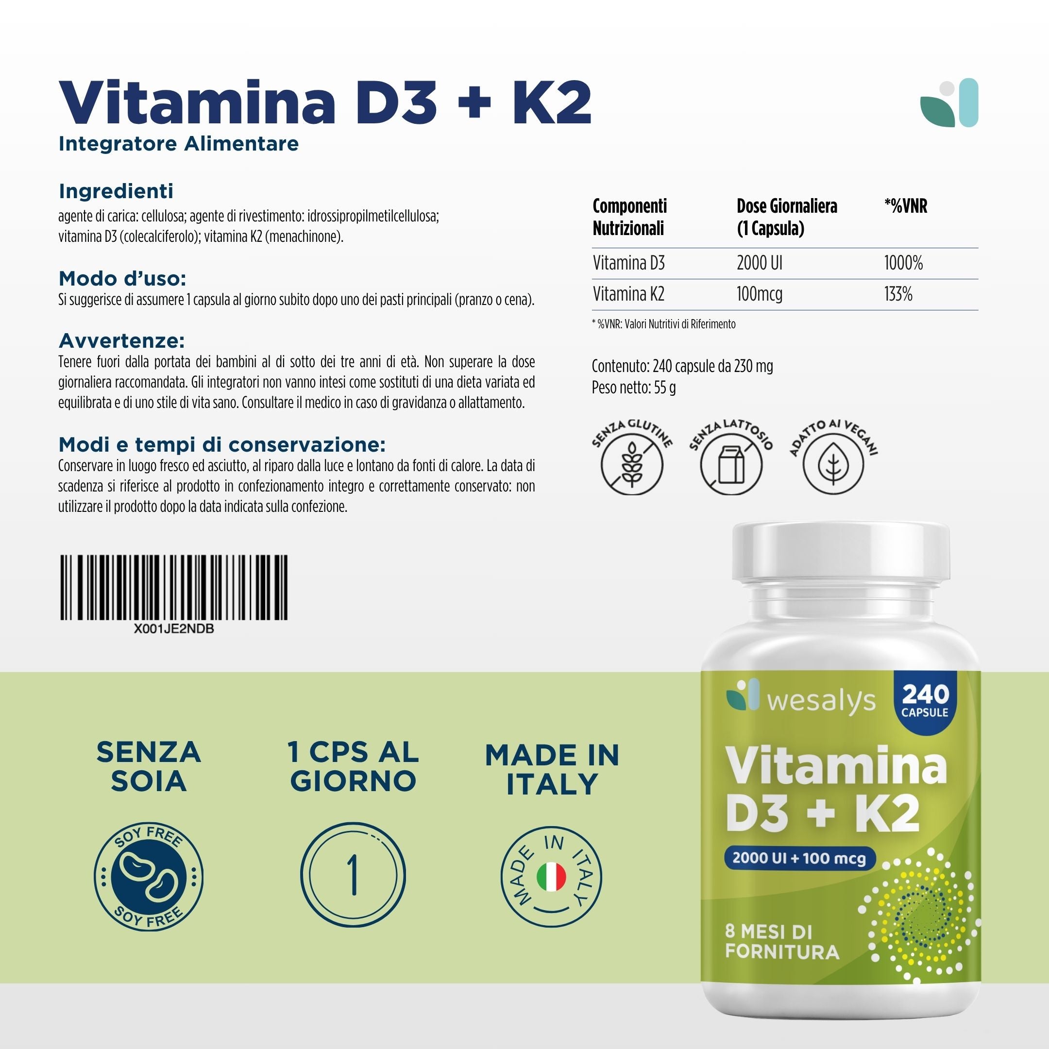 Vitamina D3 + K2